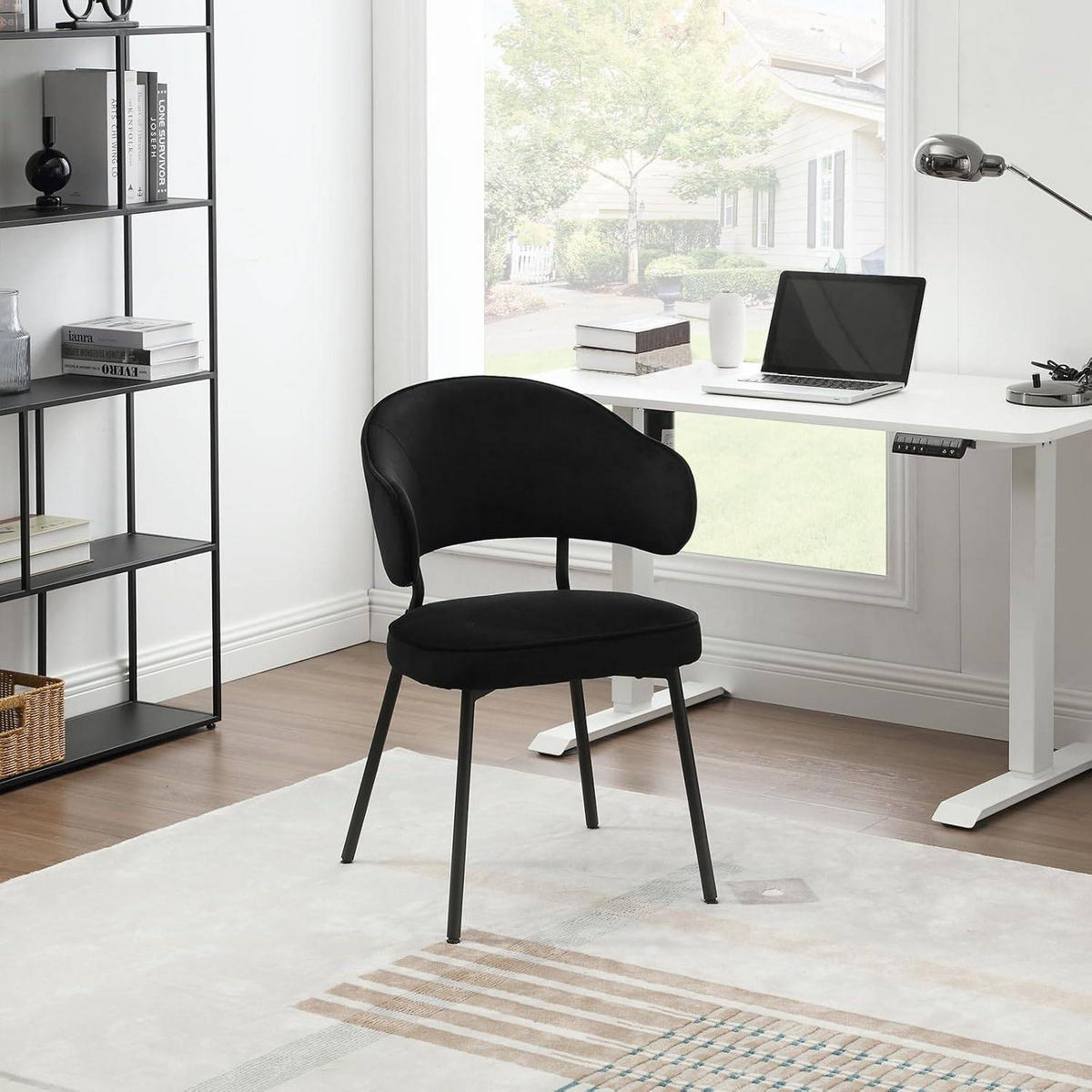 ESSZIMMERSTUHL 6er Set, Metallbeinen, gepolstert, Samt - Schwarz, Textil/Metall (50/83.5/43cm) - Woltu