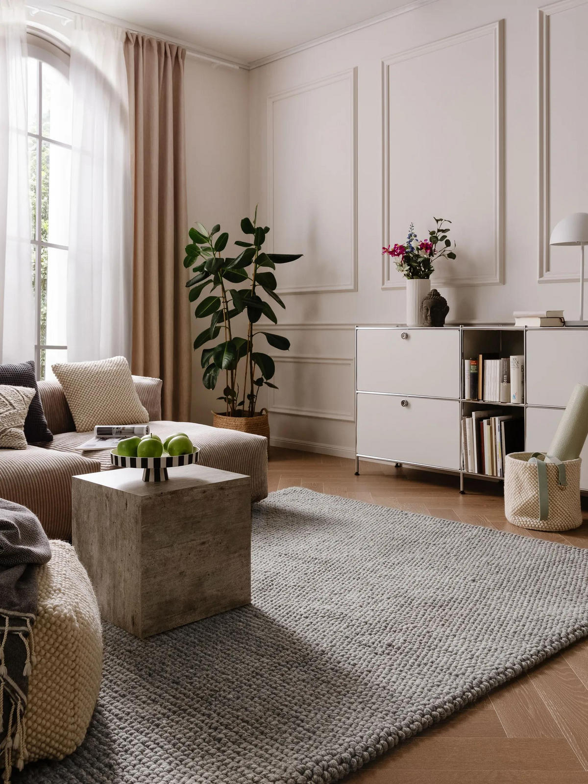 VOLNENA preproga Beads siva 120x170 cm - siva, tekstil/naravni materiali (120/170cm) - benuta Pure