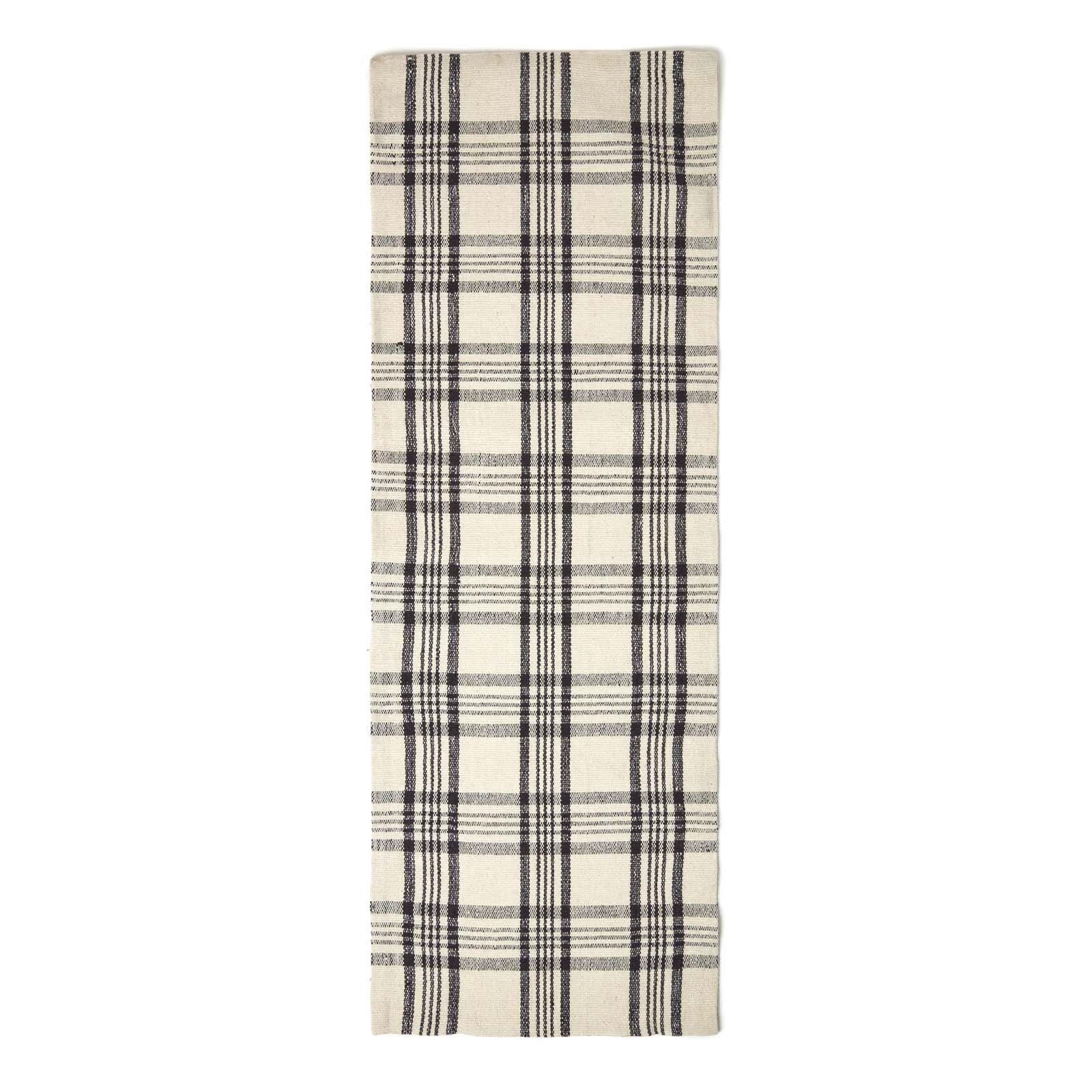 HANDWEBTEPPICH-LÄUFER Logan kariert 66/200 cm - Schwarz, Textil (66/200cm) - Homescapes