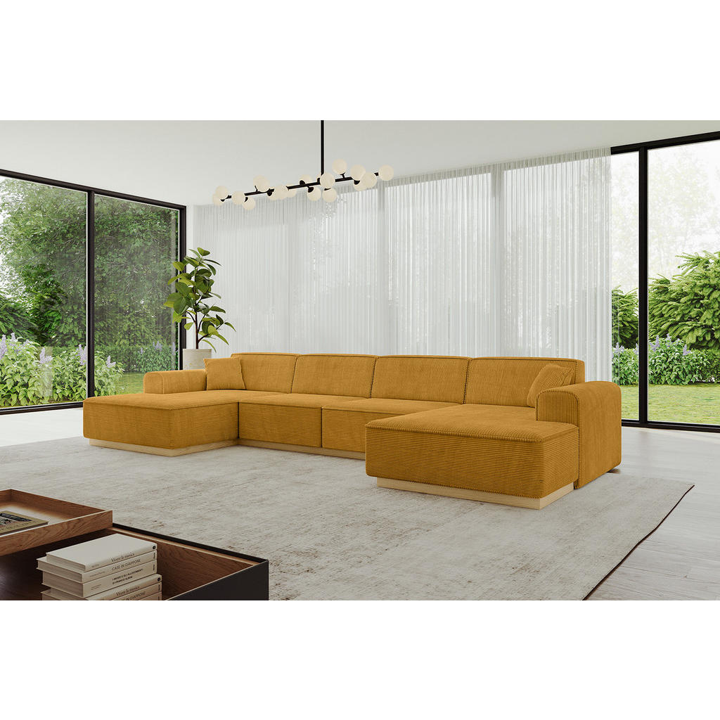Thumbnail - Altdecor Wohnlandschaft, Currygelb, Textil, 4-Sitzer, U-Form, 382x81x165 cm, Wohnzimmer, Sofas & Couches, Wohnlandschaft...