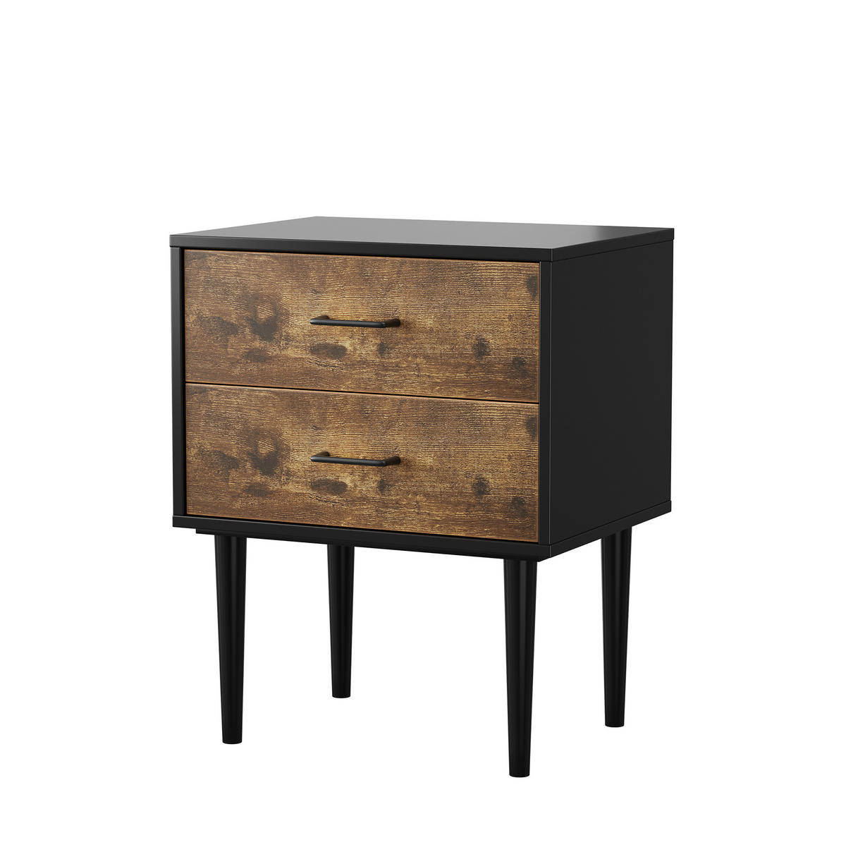 NACHTTISCH mit 2 Schubladen 51/38/66 cm in Antikbraun im Retro-Industrial-Stil - Braun, Holzwerkstoff (38/66/51cm) - BEAOK