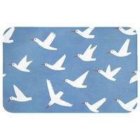 WC PŘEDLOŽKA Ptáci - bílá - vzor 80x50 cm - modrá, textil/plast (80/1cm) - OnlyWow