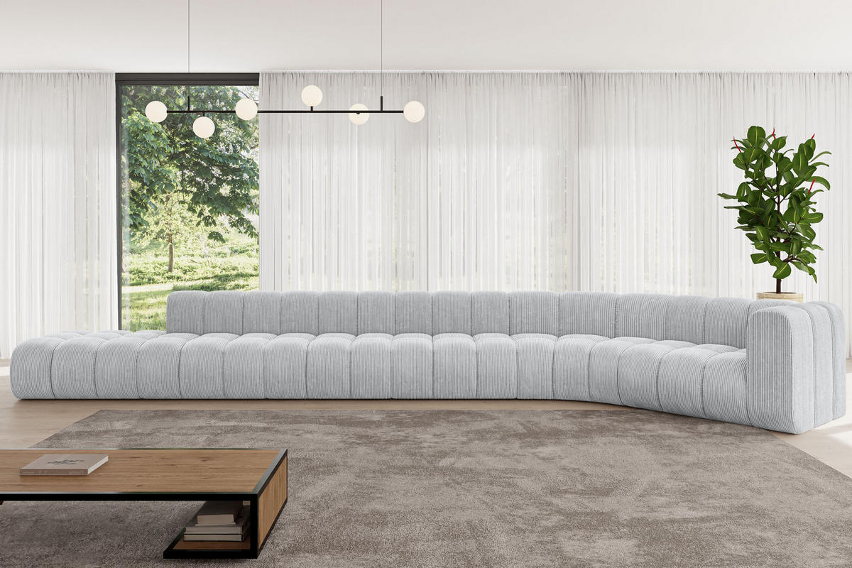 ECKSOFA modulares Sofa Tilmo-L3 - 581x194x70 cm Grau - Grau, Holzwerkstoff/Textil (581/194cm) - ALTDECOR