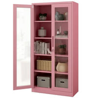 VITRINENSCHRANK abschließbar ELLO mit Glastüren 185x90x40cm Rosa - Rosa, Metall (90/185/40cm) - DELUKE