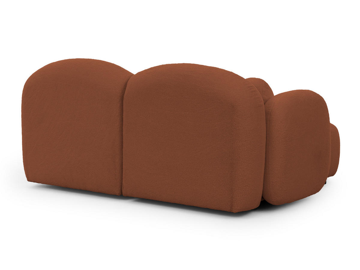 ECKSOFA Nuvola mit abgerundetem Design Terrakotta Bouclé-Stoff - Ottomane Links - Terra cotta/Schwarz, Holz/Kunststoff (190/146cm) - S-Style Möbel