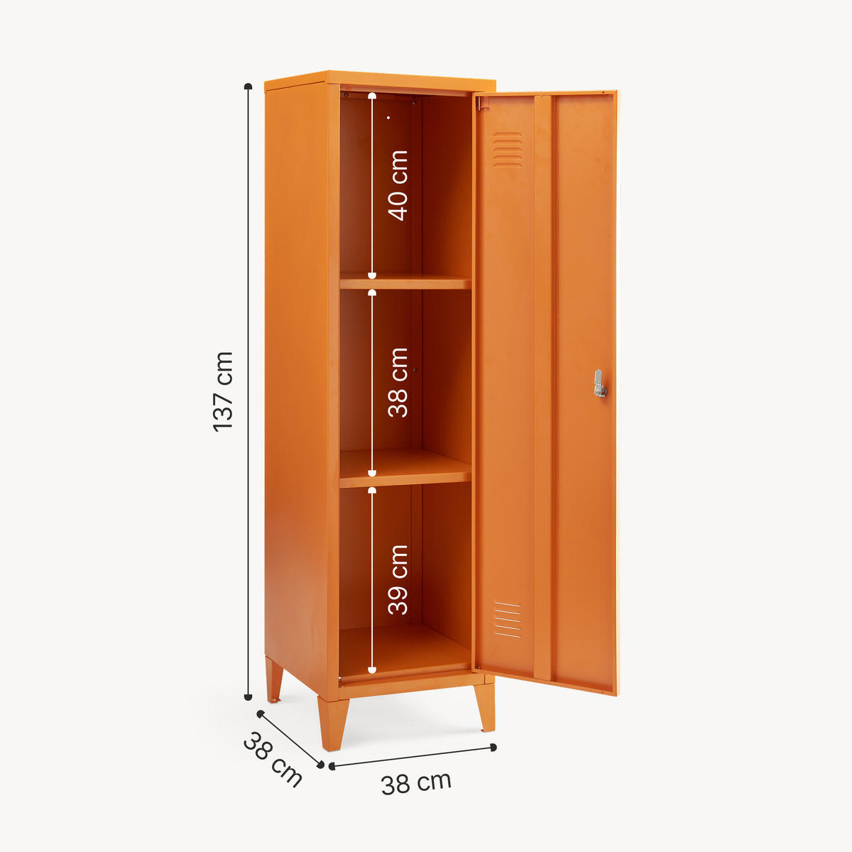 EINZELSPIND Kurikka - Orange, Metall (38/137/38cm) - [en.casa]