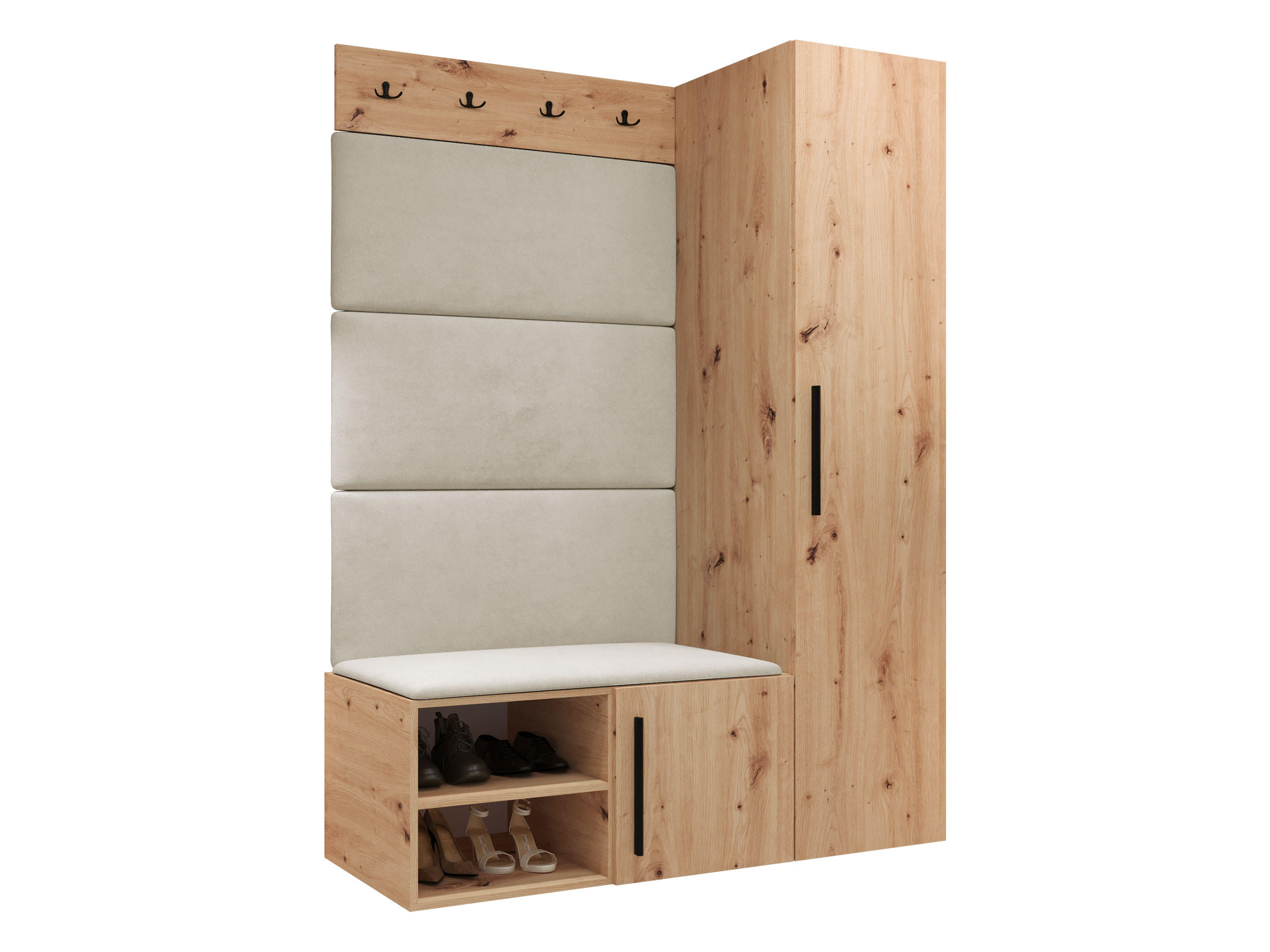 GARDEROBEN-SET Medi II - Beige/Schwarz, Holzwerkstoff/Kunststoff (40/191/50cm) - MIRJAN24