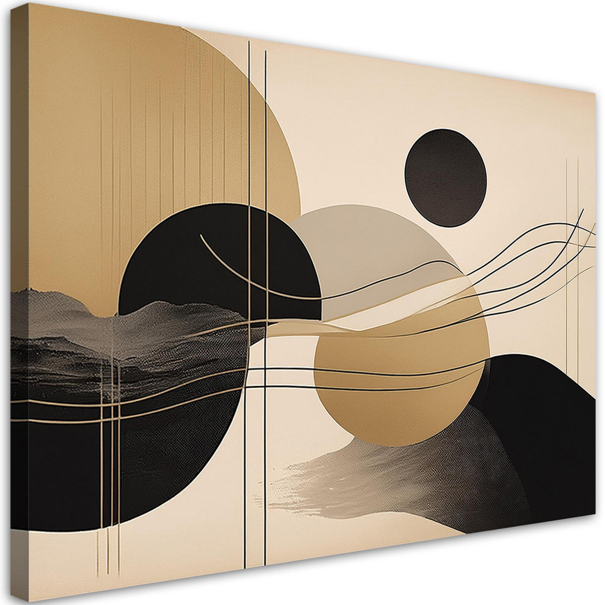 WANDBILD geometrische abstraktion glamour - Beige, Textil (60/40cm) - Feeby