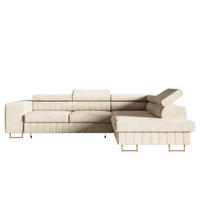 ECKSOFA Beige NOLA Matt Velvet Goldene Beine Rechts - Beige, Textil (203/274cm) - Sepro Meble