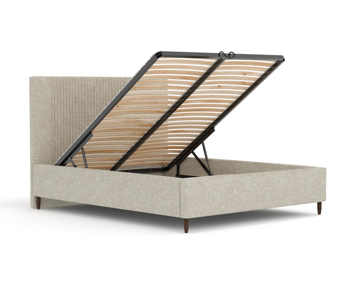 POLSTERBETT Etero Beige Grau 140/200 cm im Chenille-Stoff - Wengefarben/Beige, Holz/Holzwerkstoff (140/200cm) - Maison de Reve