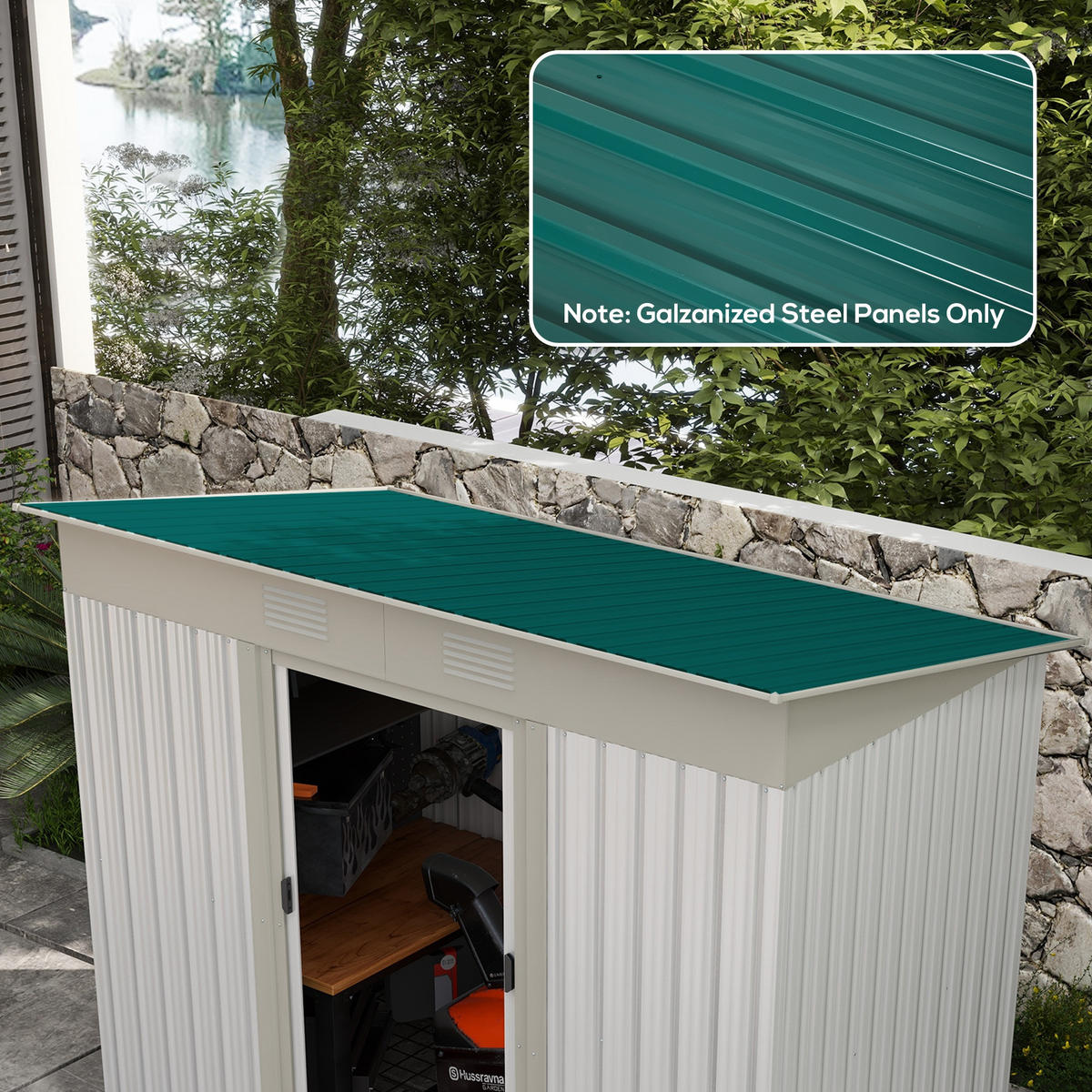 GERÄTEHAUS Grün wasserdicht verzinkter Stahl 129/45/0.03 cm 12er-Set - Grün, Metall (129/45cm) - PANGIVO
