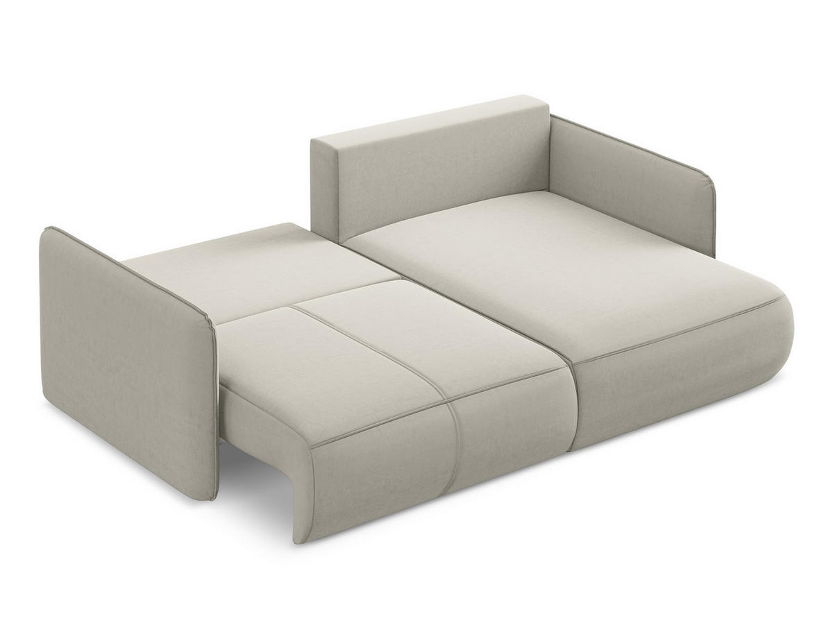 ECKSOFA mit Schlaffunktion Samt Stoff Creme - Perlmutt/Creme, Kunststoff/Textil (207/148cm) - Makamii