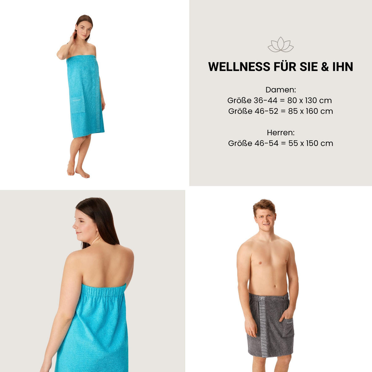 SAUNAKILT Rom Damen - 36-42 - Türkis - Türkis, Textil (80/130cm) - SCHIESSER