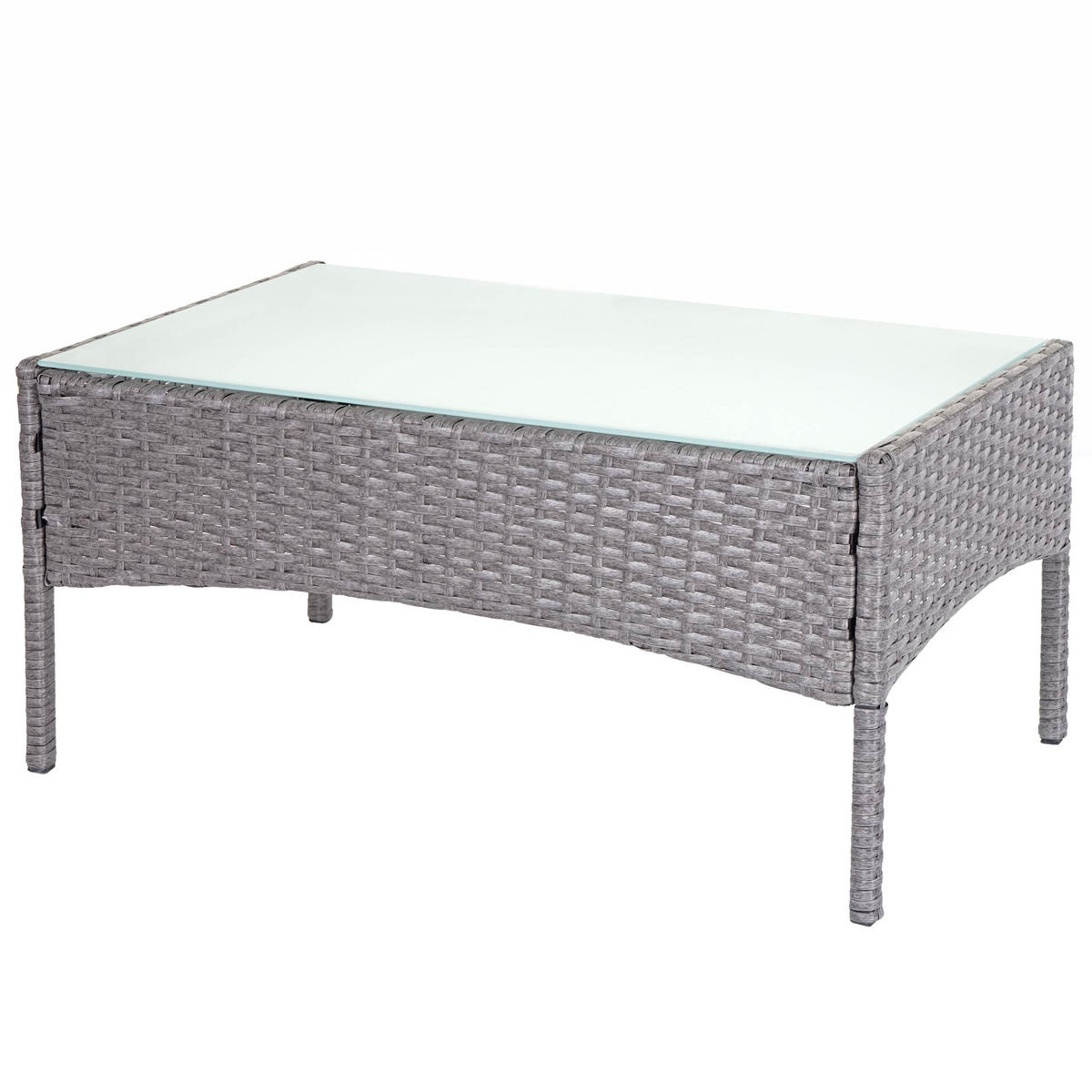 POLY-RATTAN GARTEN-GARNITUR Grau - Weiß/Grau, Kunststoff - MCW
