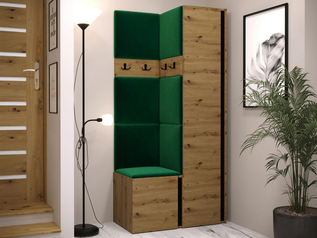 GARDEROBEN-SET Orion XXIV - Eiche Artisan/Grün, Holzwerkstoff/Kunststoff (82/186/46cm) - MIRJAN24