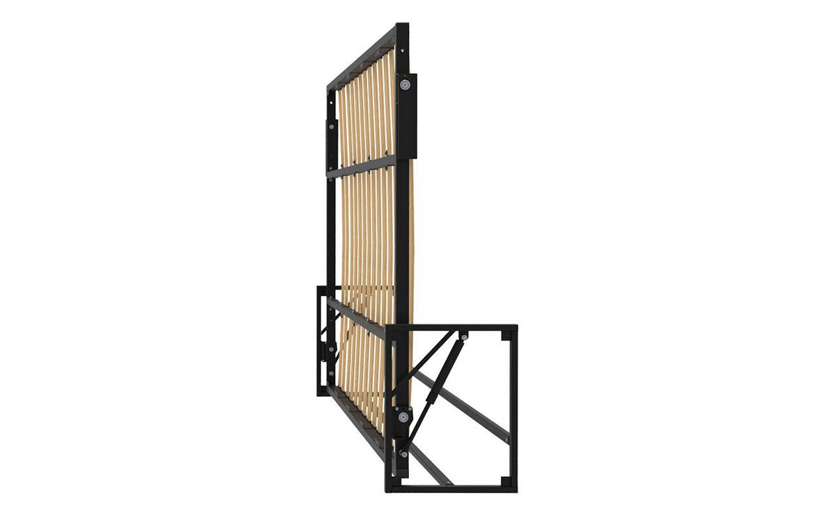 WANDBETT Morphy Classik Modulares SizeFlex- und TypeFlex-System - 190x140 Horizontal - Schwarz, Holz/Metall (190/140cm) - WallBedKing