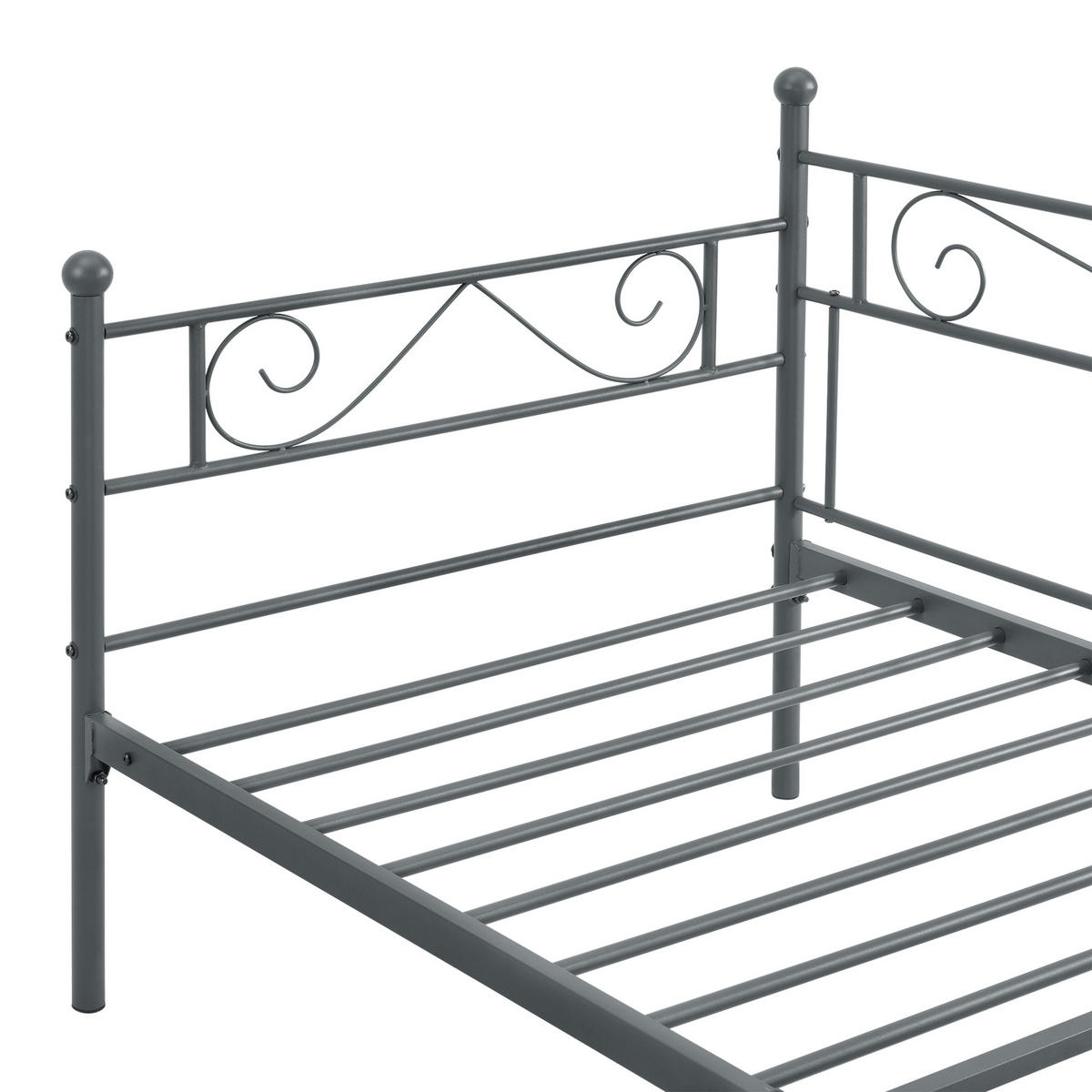 TAGESBETT Kerava - Dunkelgrau, Metall (90/200cm) - [en.casa]