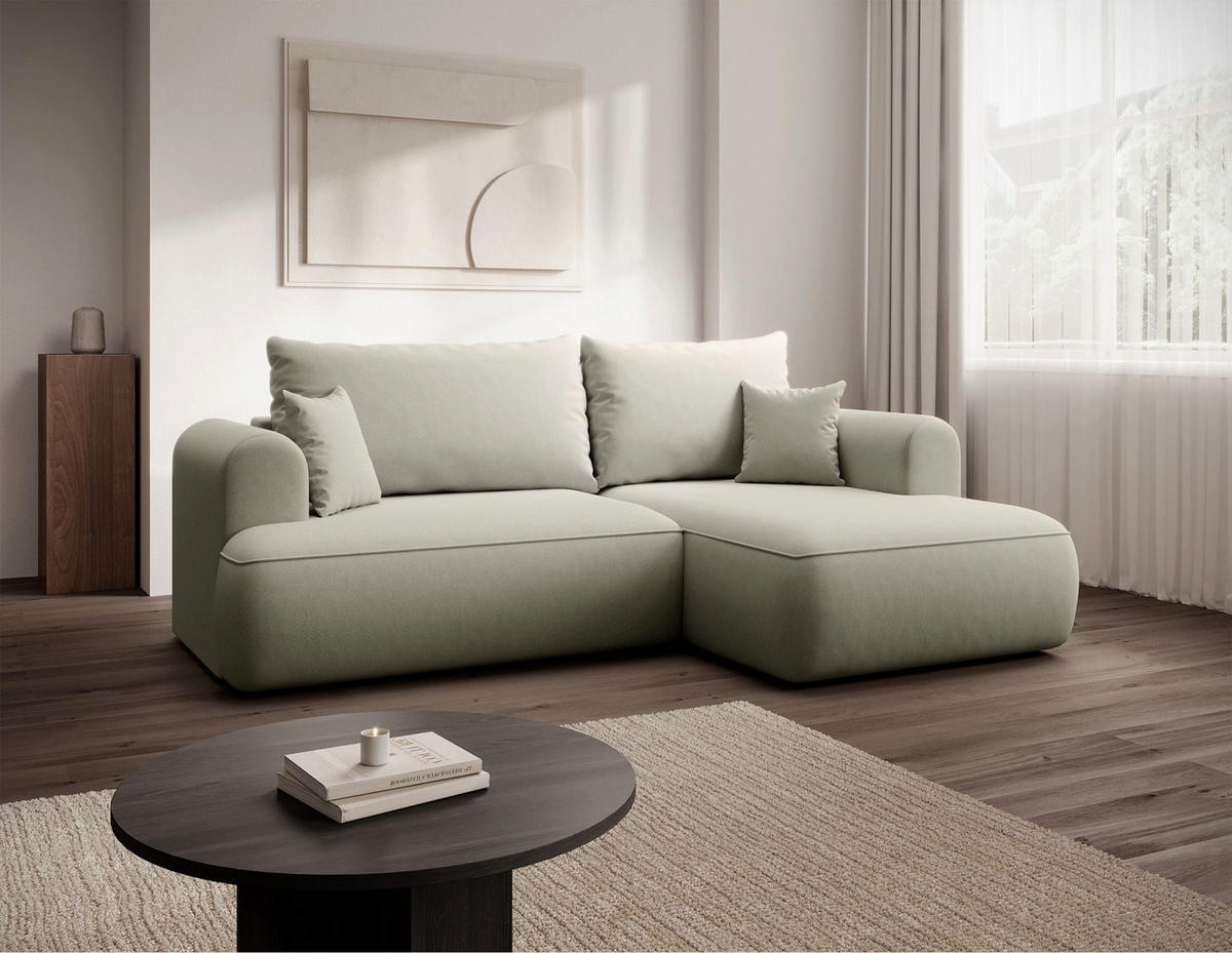 ROHOVÁ rozkládací pohovka Ovo Mini světle béžová, sametový potah Easy-Clean - černá/ecru, textil/plast (156/238cm) - Selsey