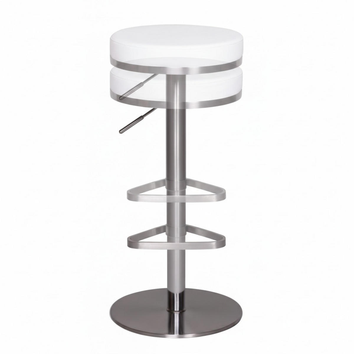 BARHOCKER Höhenverstellbar Gepolstert Triangel-Fußablage ELBE, Weiß 38x38x82 cm - Silberfarben/Weiß, Kunststoff/Textil (38/82/38cm) - KADIMA DESIGN