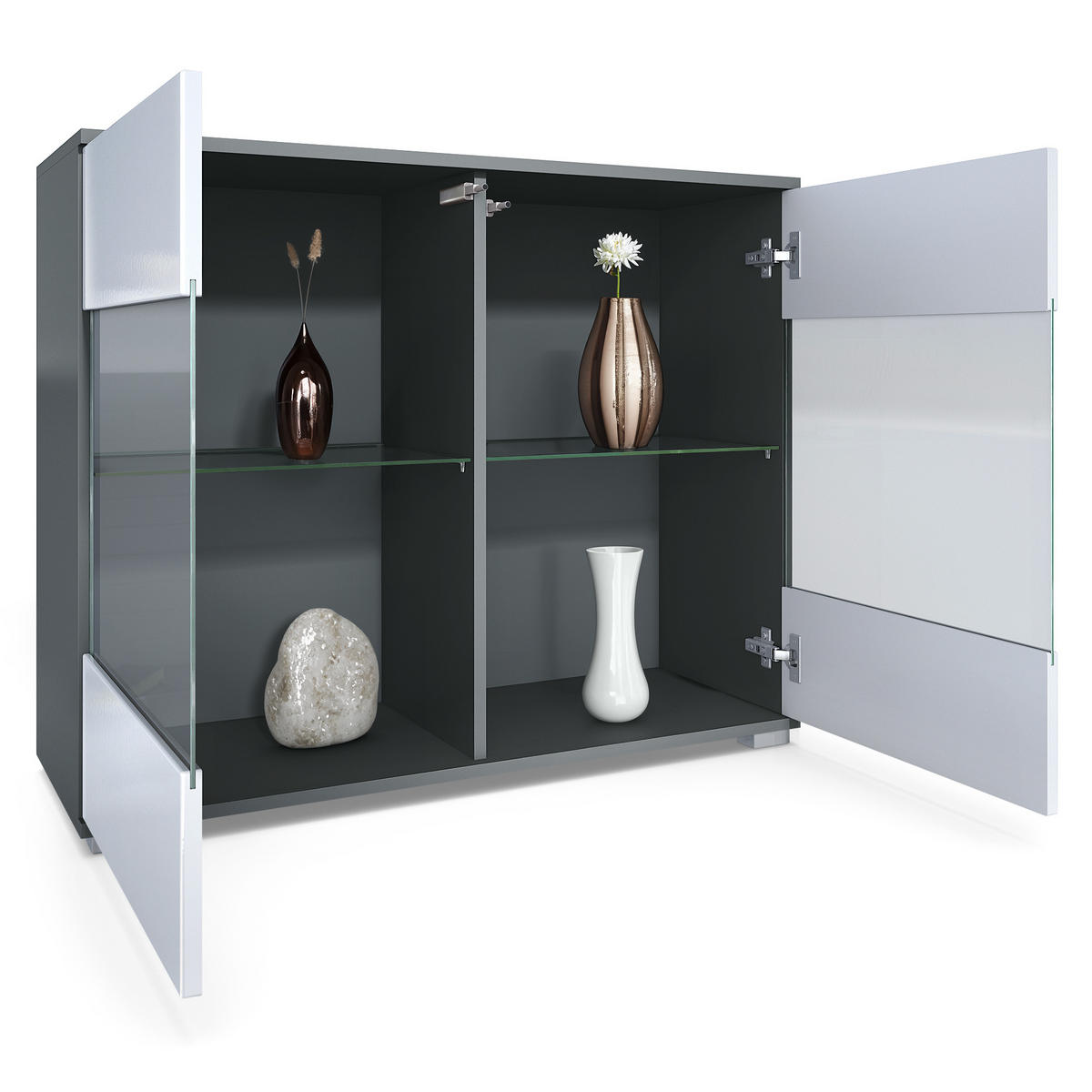 KOMMODE Bari Schwarz Hochglanz - Schwarz Hochglanz, Holzwerkstoff (92.5/75.5/35cm) - Vladon