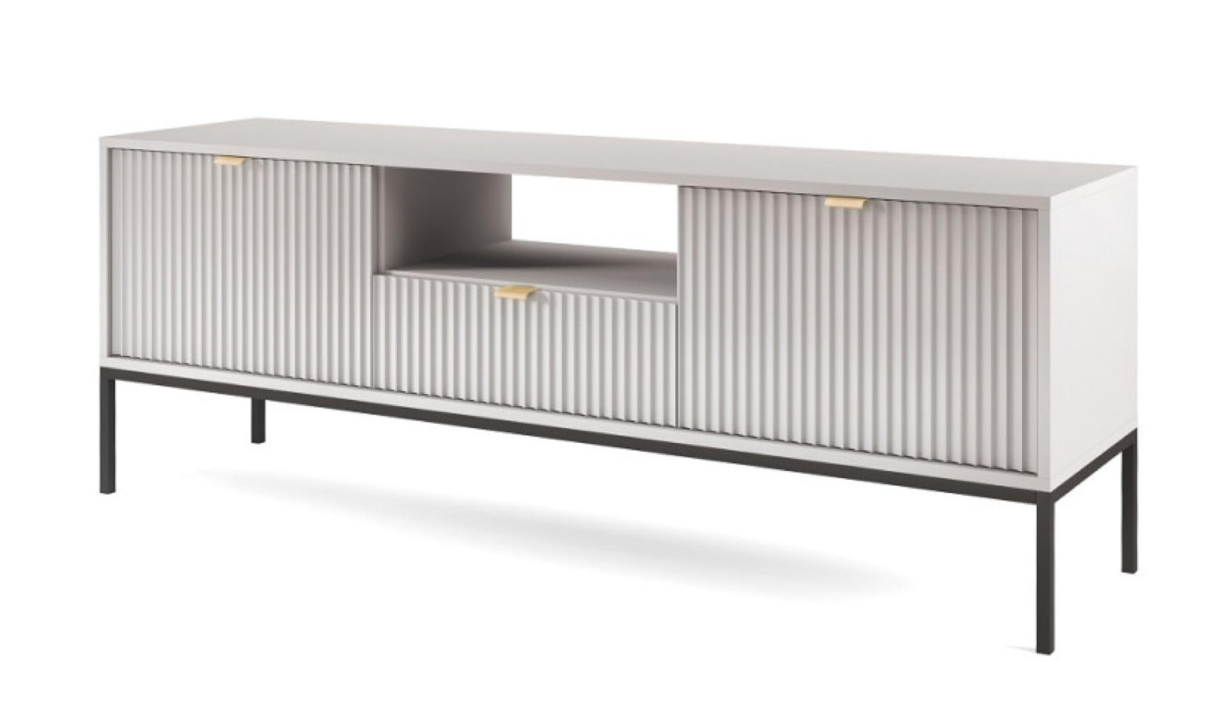 TV-LOWBOARD Grau NEW Schwarz Mit Metallgestell 154x39x56 cm - Grau, Holzwerkstoff (154/56/39cm) - Sepro Meble