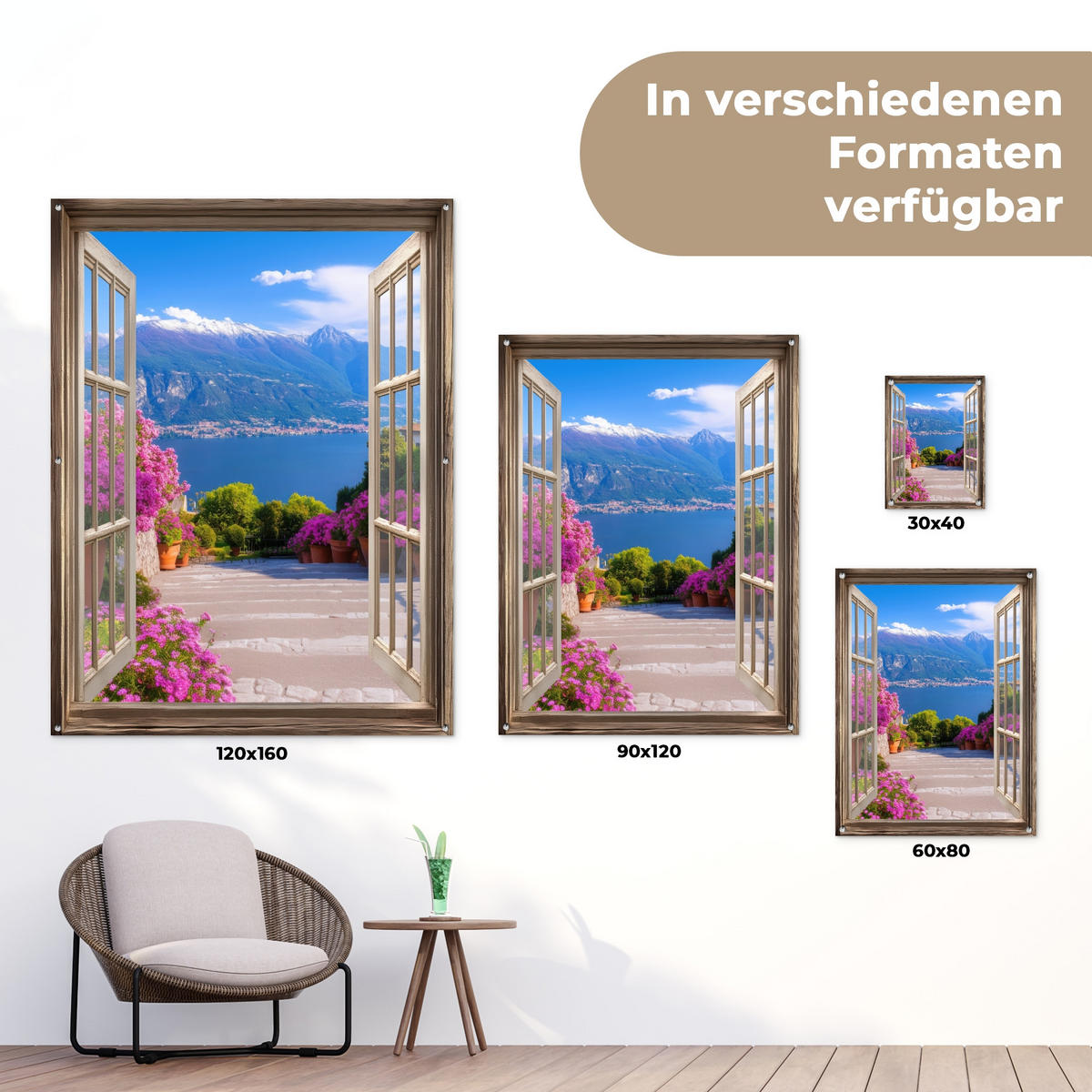 ZAHRADNÍ PLAKÁT Průhled - Hory - Krajina - Výhledy - Jezero 120x160 cm - modrá, plast (120/160/0.2cm) - OnlyWow