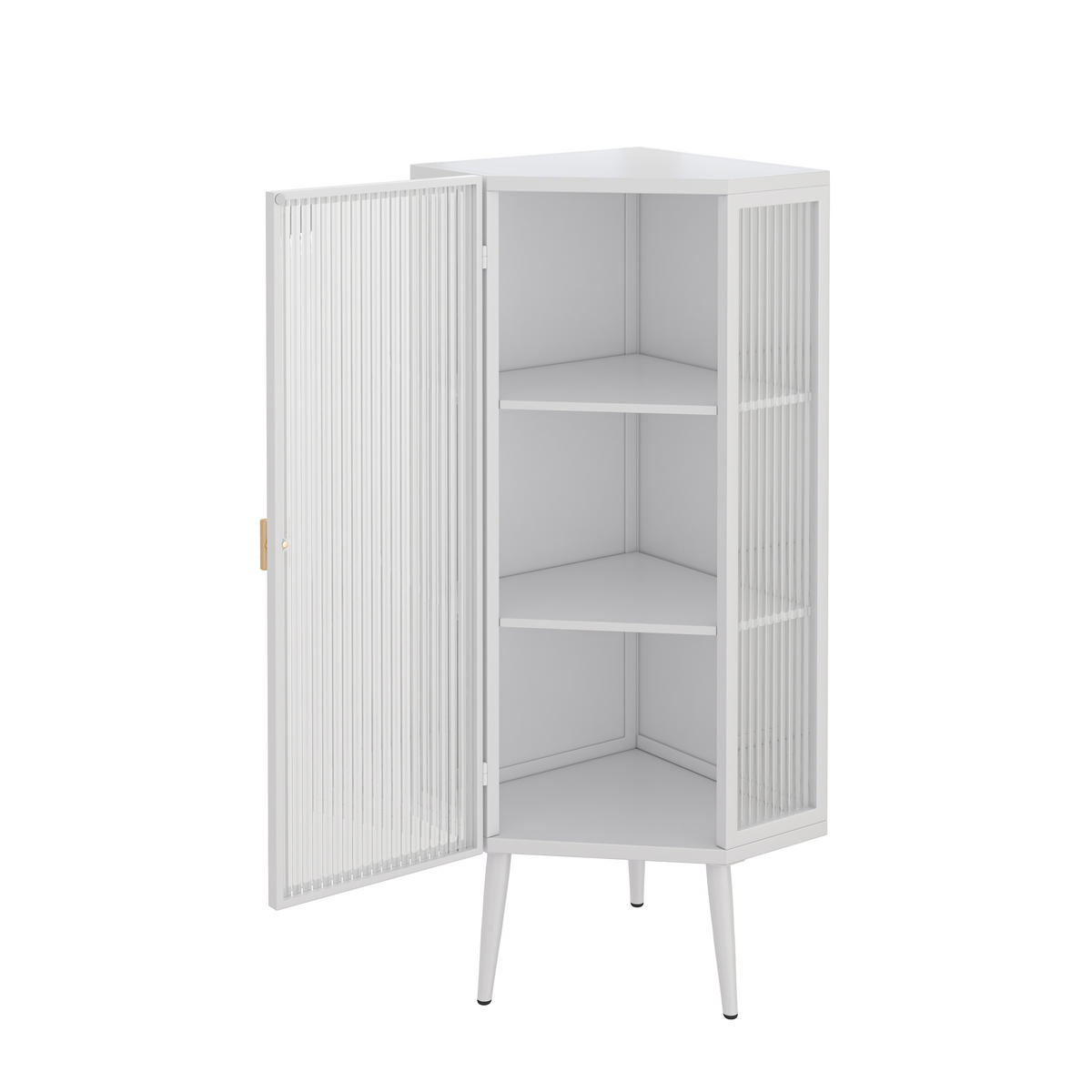 BAD-ECKSCHRANK Weiß, Glastür & 3 Ablagen, 56 x 42,5 x 110 cm - Weiß, Metall (56/110/42.5cm) - Urban Meuble