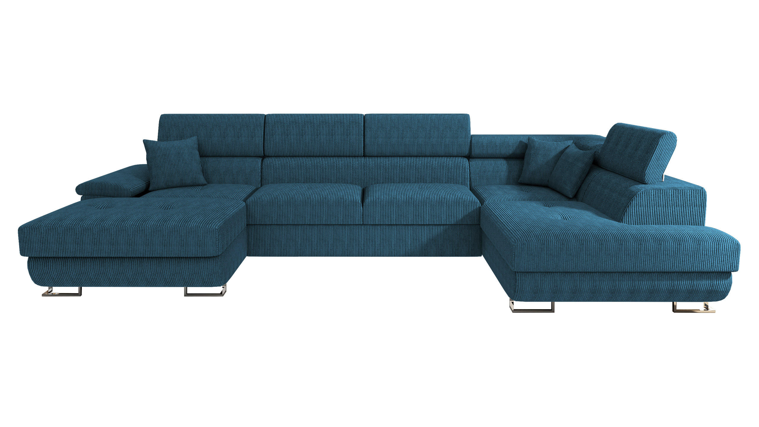 WOHNLANDSCHAFT Cotere Bis Cord, Seite: Rechts - Blau, Holz/Textil (345/91/202cm) - MIRJAN24