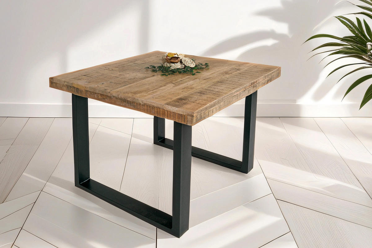 ESSTISCH RIO - Beige/Schwarz, Holz/Metall (80/80/77cm) - SAM
