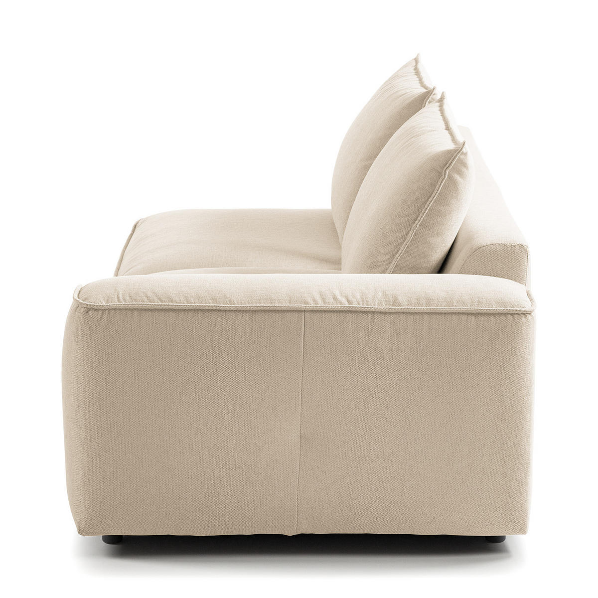 2,5-SITZER SOFA - modular - Beige/Schwarz, Holz/Kunststoff (189/80/99cm) - home24