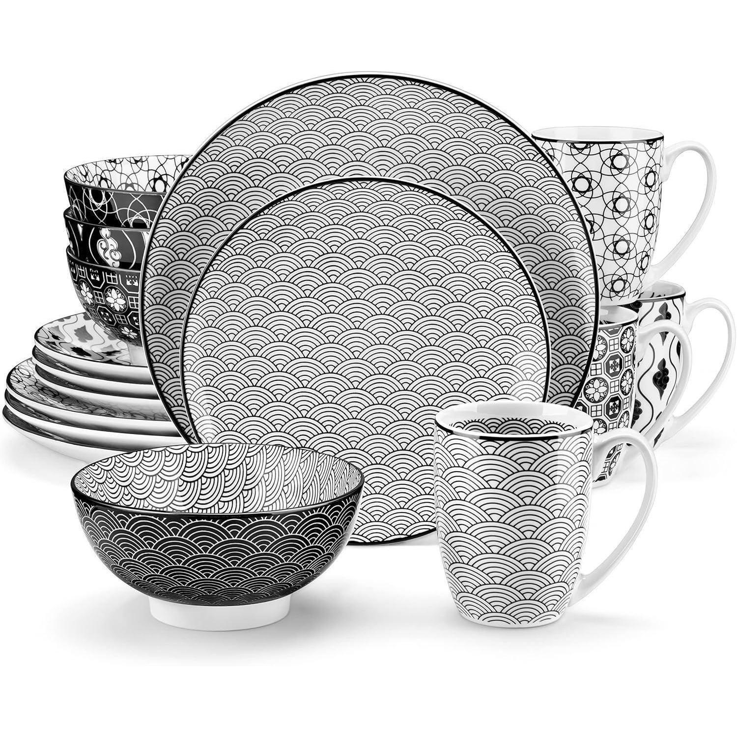 KOMBISERVICE 16-teiliges Set Schwarz + Creme - Multicolor, Keramik (26.5/1/26.5cm)