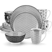 KOMBISERVICE 16-teiliges Set Schwarz + Creme - Multicolor, Keramik (26.5/1/26.5cm)