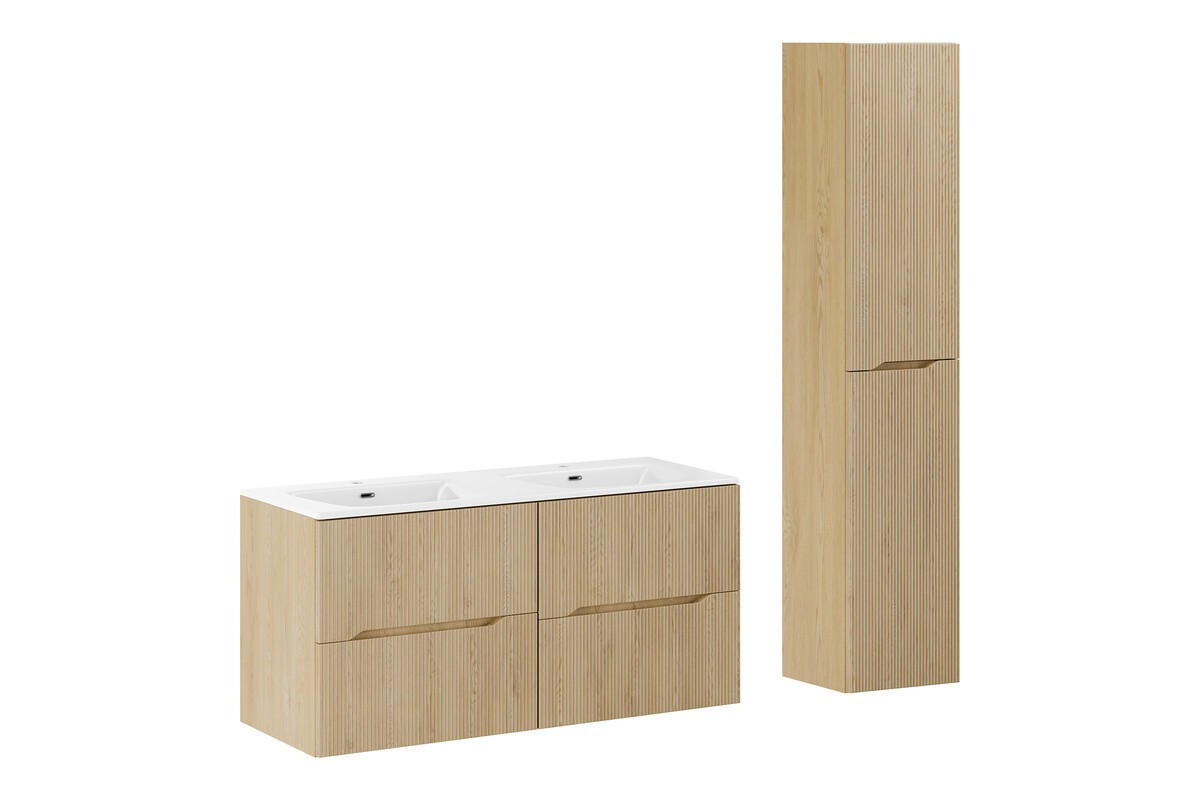 BADMÖBEL-SET 4 Teile -Nordic Cremona N BM393 in Cremona-Eiche - Eichefarben, Holz/Keramik (120/170/46cm)