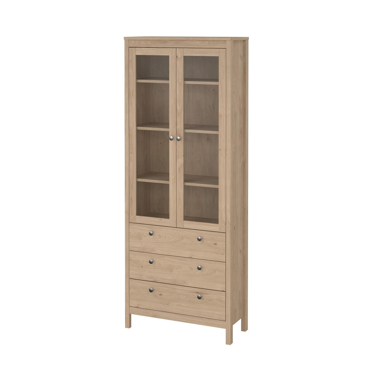 VITRINENSCHRANK, Madrid, Eiche, Holzwerkstoff, 79 x 33 x 199 cm - Eichefarben, Holzwerkstoff (79/199/33cm) - Calicosy