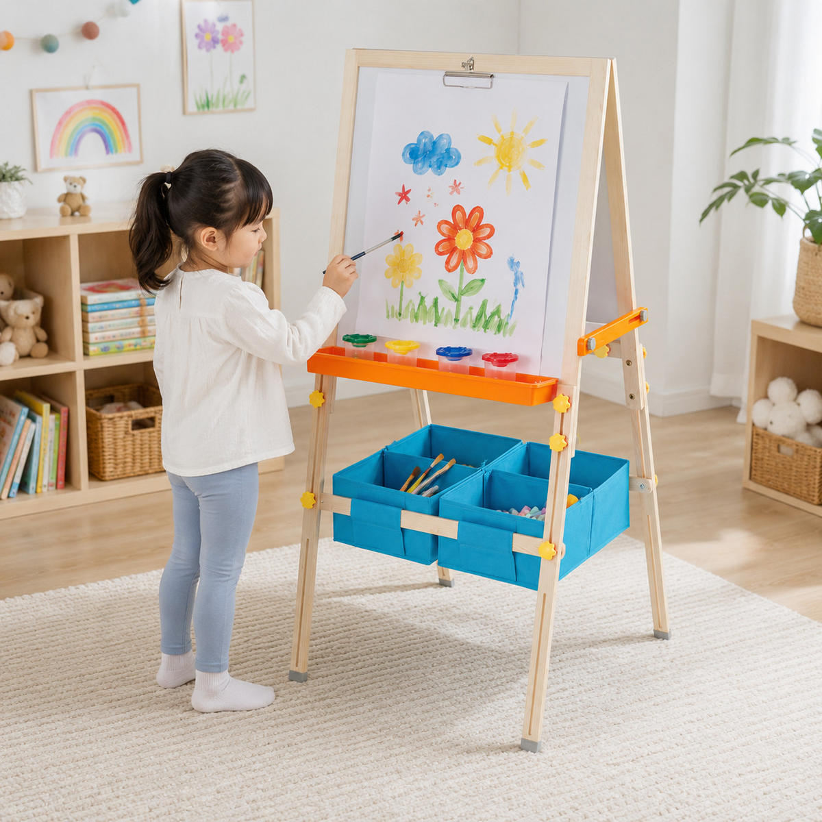 KINDER-STAFFELEI HOLZ Kleiner Künstler Vangogh, Blau, 130cm - Blau, Holz (67/130/63cm) - Teamson Kids