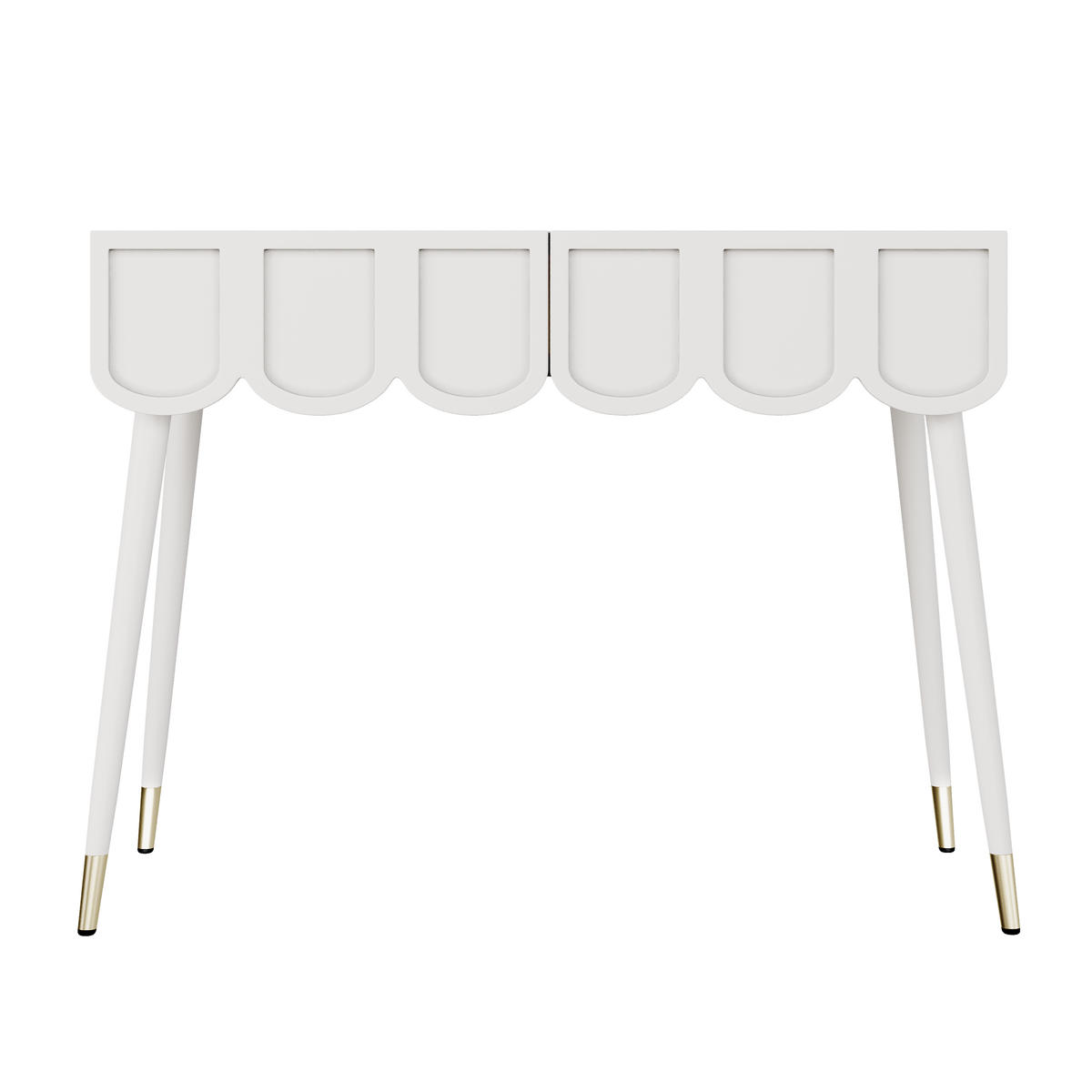 SCHMINKTISCH weiß 100 cm mit 2 wolken-schubladen & metallbeinen - Weiß, Holzwerkstoff (100/76/40cm) - Urban Meuble