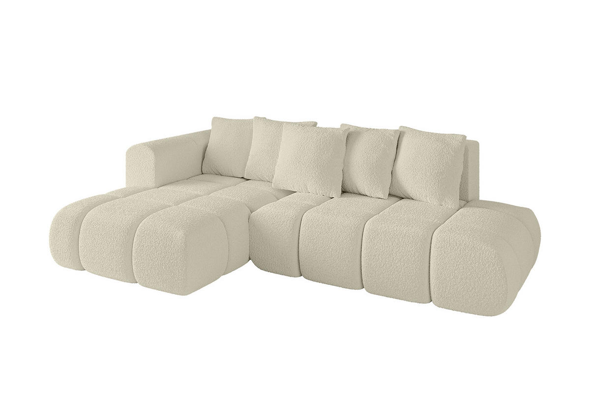 ECKSOFA Ottomane Links CLOUD-L-v1 289x180x40 Beige Bouclé - Beige, Holzwerkstoff/Kunststoff (180/289cm) - ALTDECOR