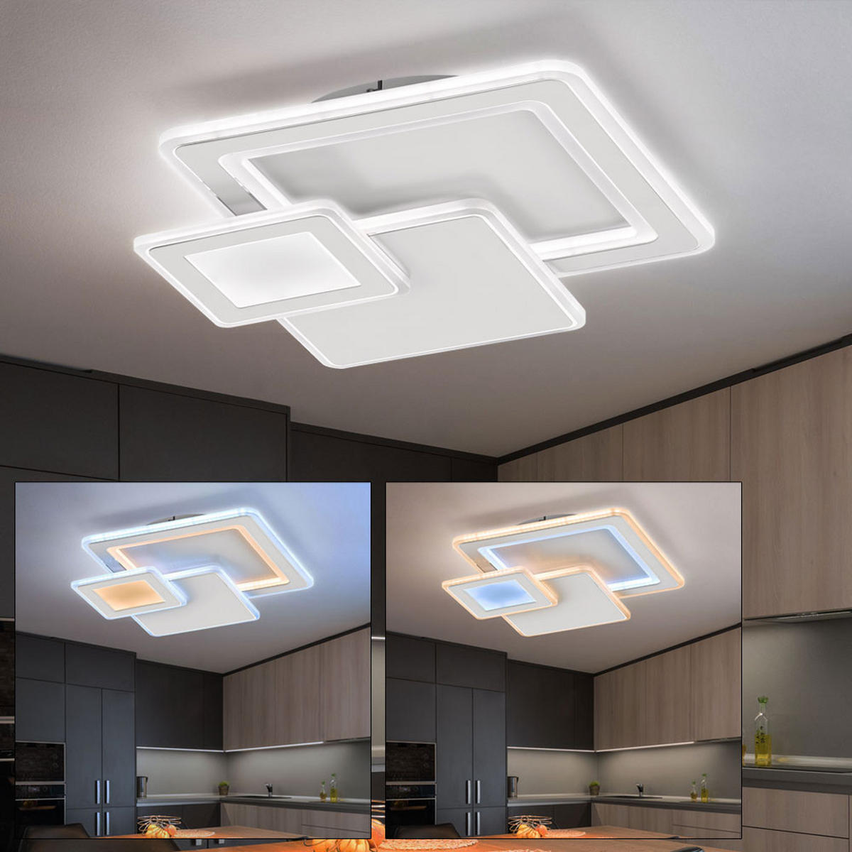 LED DECKENLEUCHTE MOLA Weiß Metall - Weiß, Metall (48/48/7.5cm) - Wofi