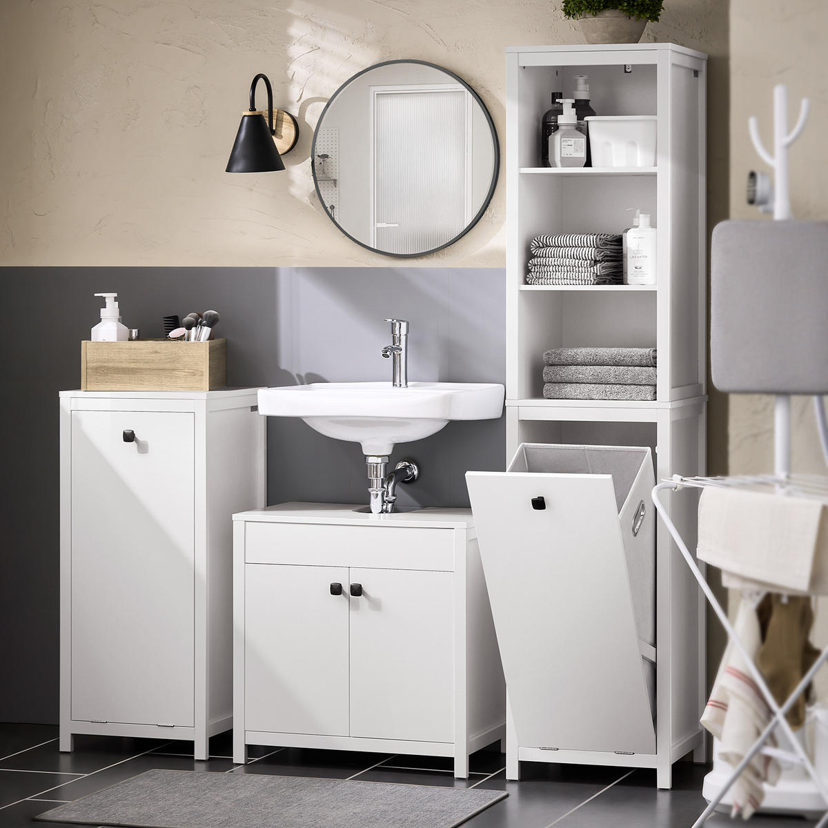 BADEZIMMERSCHRANK Weiß - Weiß, Holzwerkstoff (40/173/35cm) - SoBuy