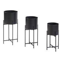 PFLANZENSTÄNDER-SET 3 TLG. Orsa - Schwarz, Metall (23/54/23cm) - [en.casa]