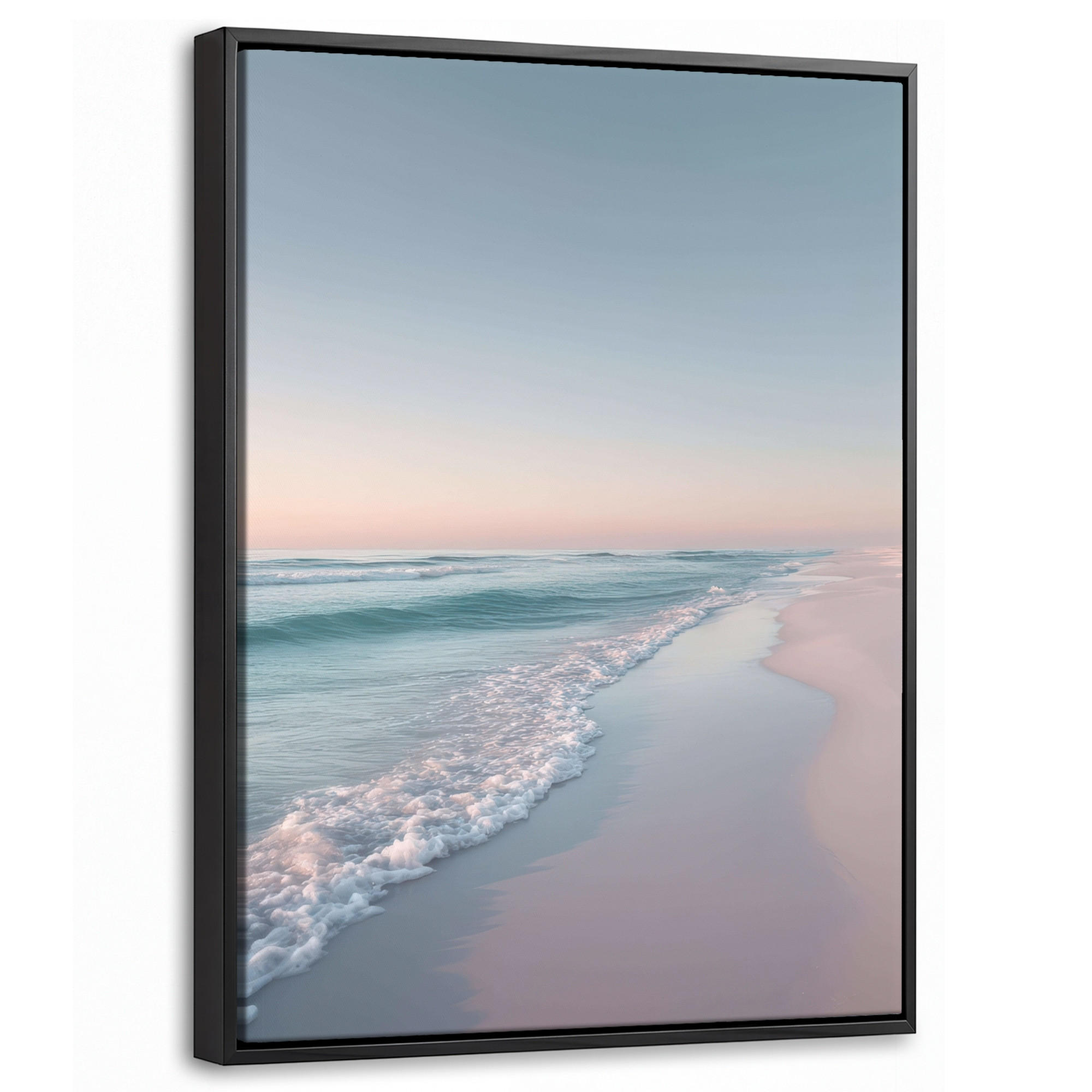 LEINWAND Bilder mit Rahmen - Küstenlinie - Pastell - Wasser - 30x40 - Pastellblau, Textil (30/40cm) - MuchoWow