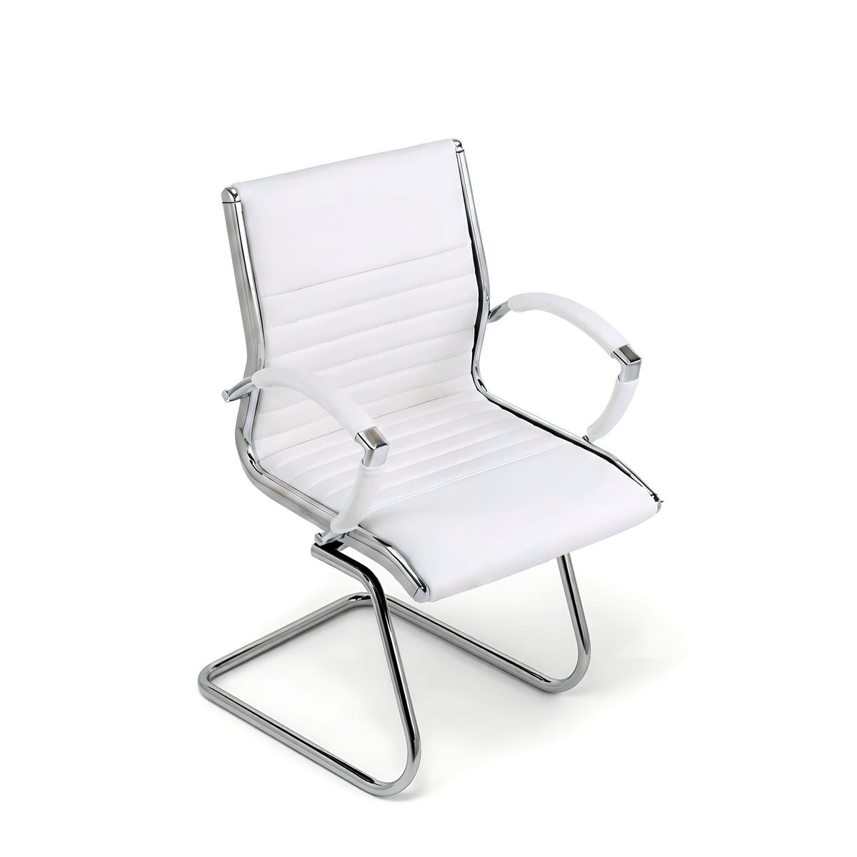 BESUCHERSTUHL Montreal Echtleder Weiss – ergonomisch, 150 kg belastbar - Weiß, Leder/Metall (60/95/60cm) - Versee