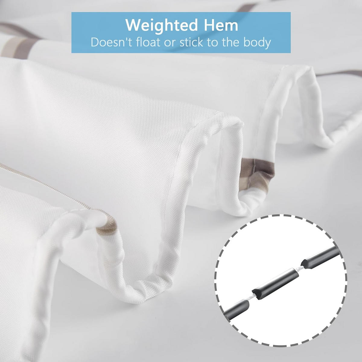 DUSCHVORHANG Weiß Karo Polyester wasserdicht maschinenwaschbar Badezimmer mit Haken - Weiß, Kunststoff (180/180cm) - MCBOSON