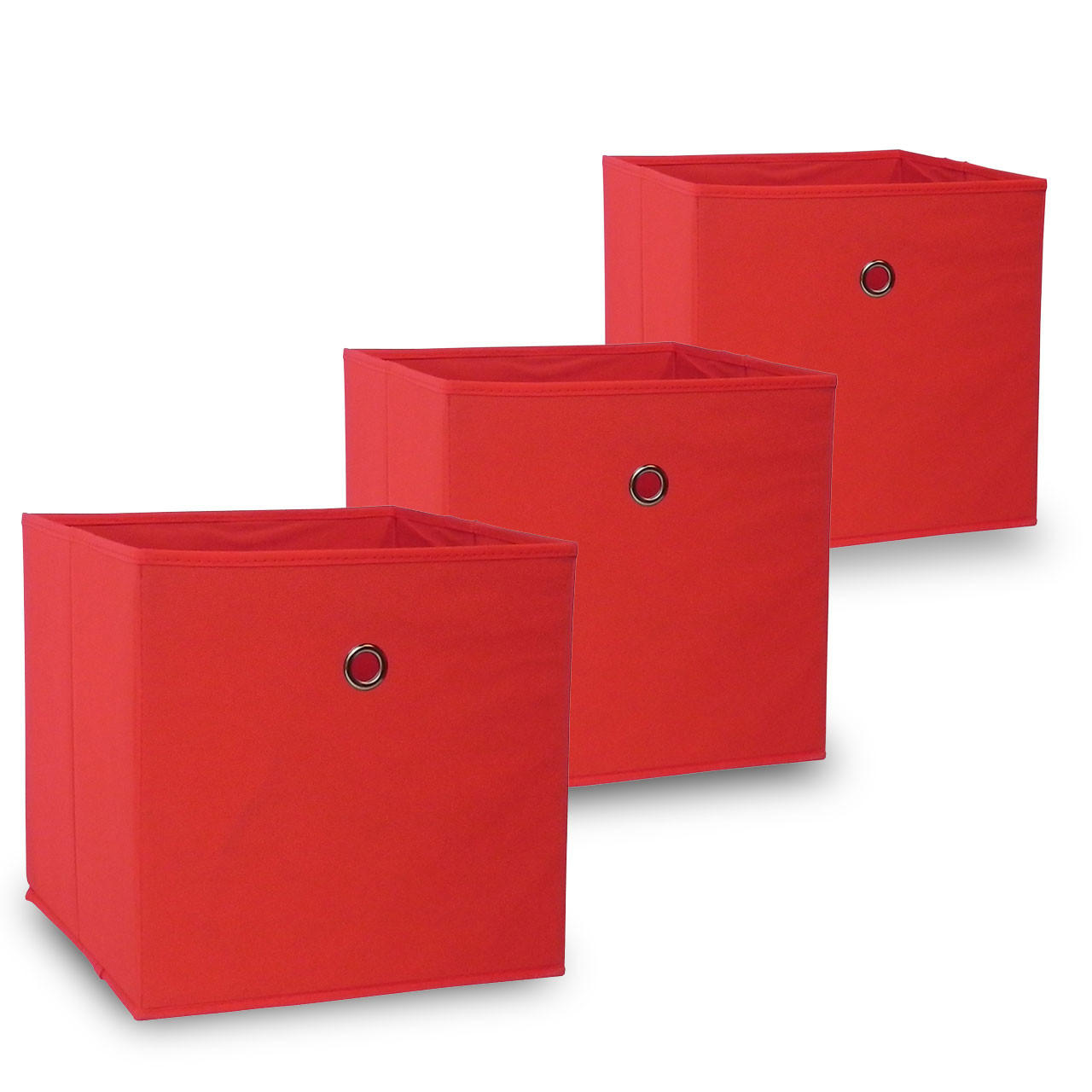 FALTBOX Oslo Rot 3er-Set - Rot, Textil (32/32/32cm) - Vladon