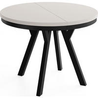 ESSTISCH Vero Neo rund ausziehbar verlängerbar, Kaschmir 100-300/100/77 cm - Kaschmir/Schwarz, Holz/Holzwerkstoff (100/100/77cm) - WFL GROUP