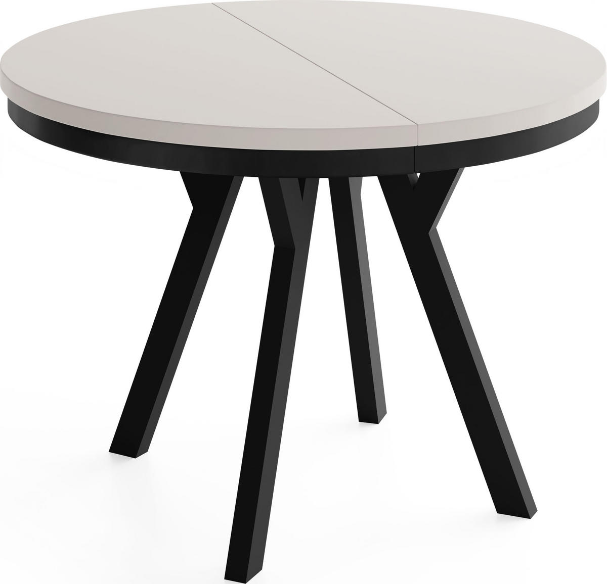 ESSTISCH Vero Neo rund ausziehbar verlängerbar, Kaschmir 100-300/100/77 cm - Kaschmir/Schwarz, Holz/Holzwerkstoff (100/100/77cm) - WFL GROUP