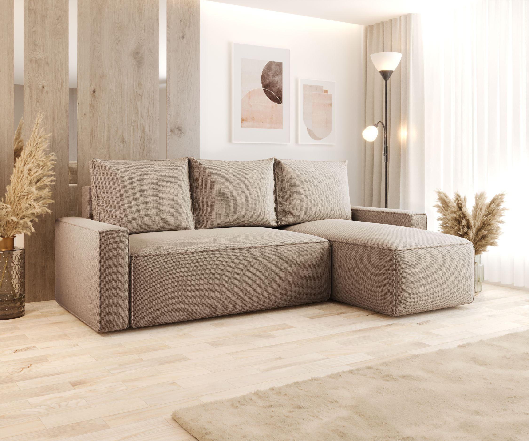 ECKSOFA mit Schlaffunktion SAVIO Curio 15 Rechts - Beige, Textil (232/140cm) - Bedante