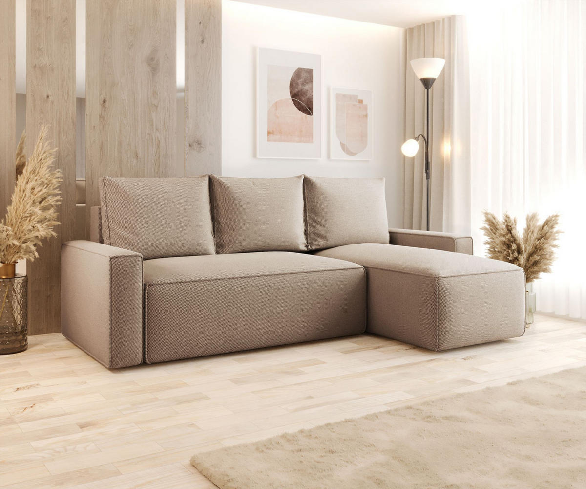 ECKSOFA mit Schlaffunktion SAVIO Curio 15 Rechts - Beige, Textil (232/140cm) - Bedante