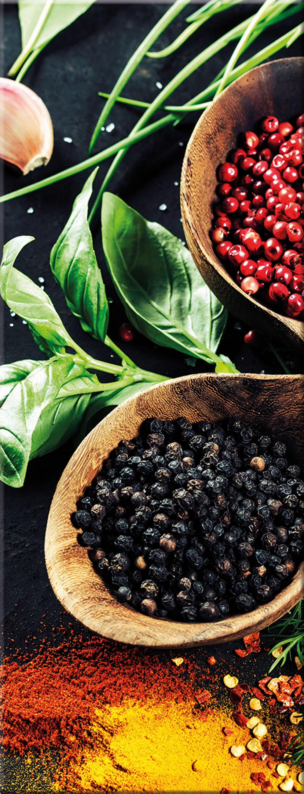 GLASBILD 30x80 cm Küche Kräuter schwarz - Gelb, Glas (30/80cm) - artissimo