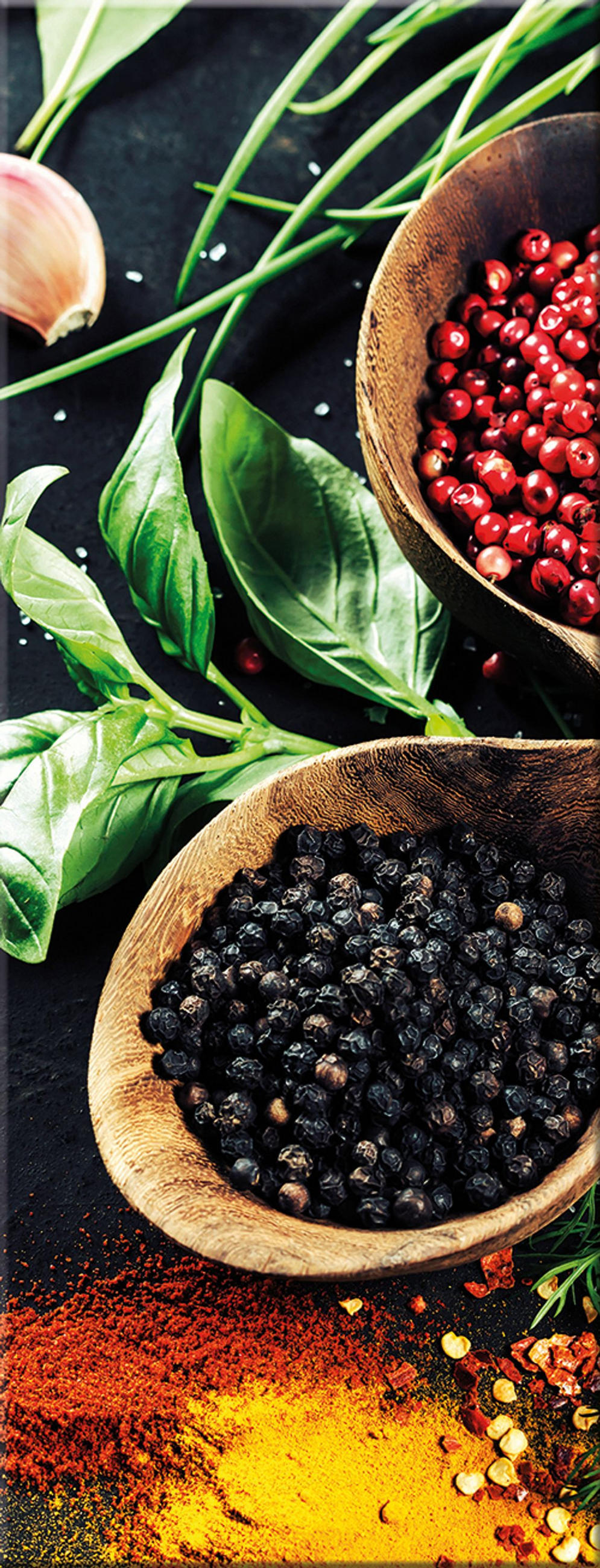 GLASBILD 30x80 cm Küche Kräuter schwarz - Gelb, Glas (30/80cm) - artissimo